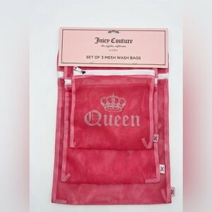 Juicy Couture 3pc Pink Mesh Wash Bags Trio